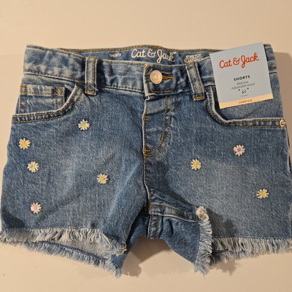 Cat & Jack Denim Floral Shorts 5T - Picture 1 of 5